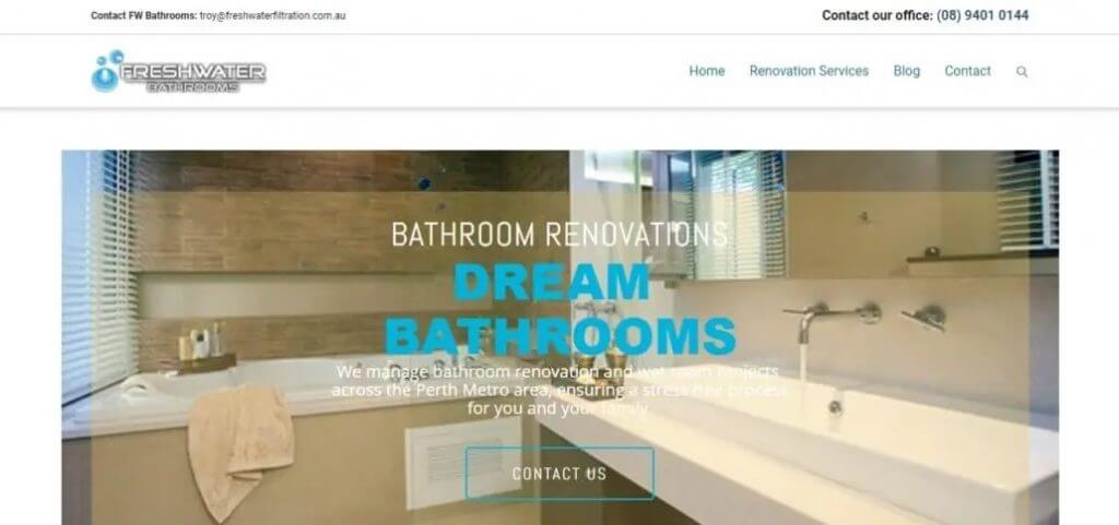 Client Freshwater Bathrooms on our business website design portfolio.