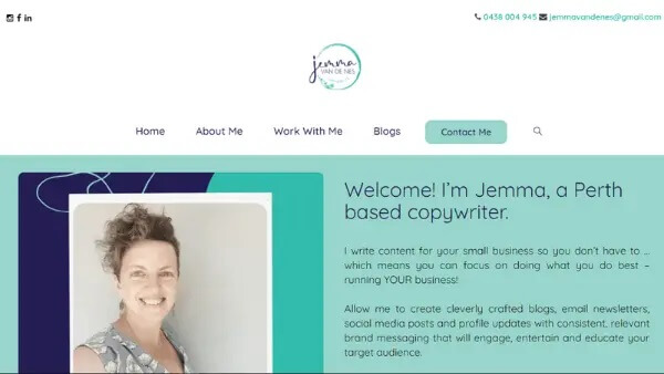 Client Jemma Van De Nes professional website design