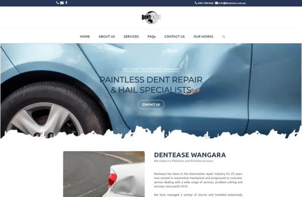 Client Dent Ease business website design